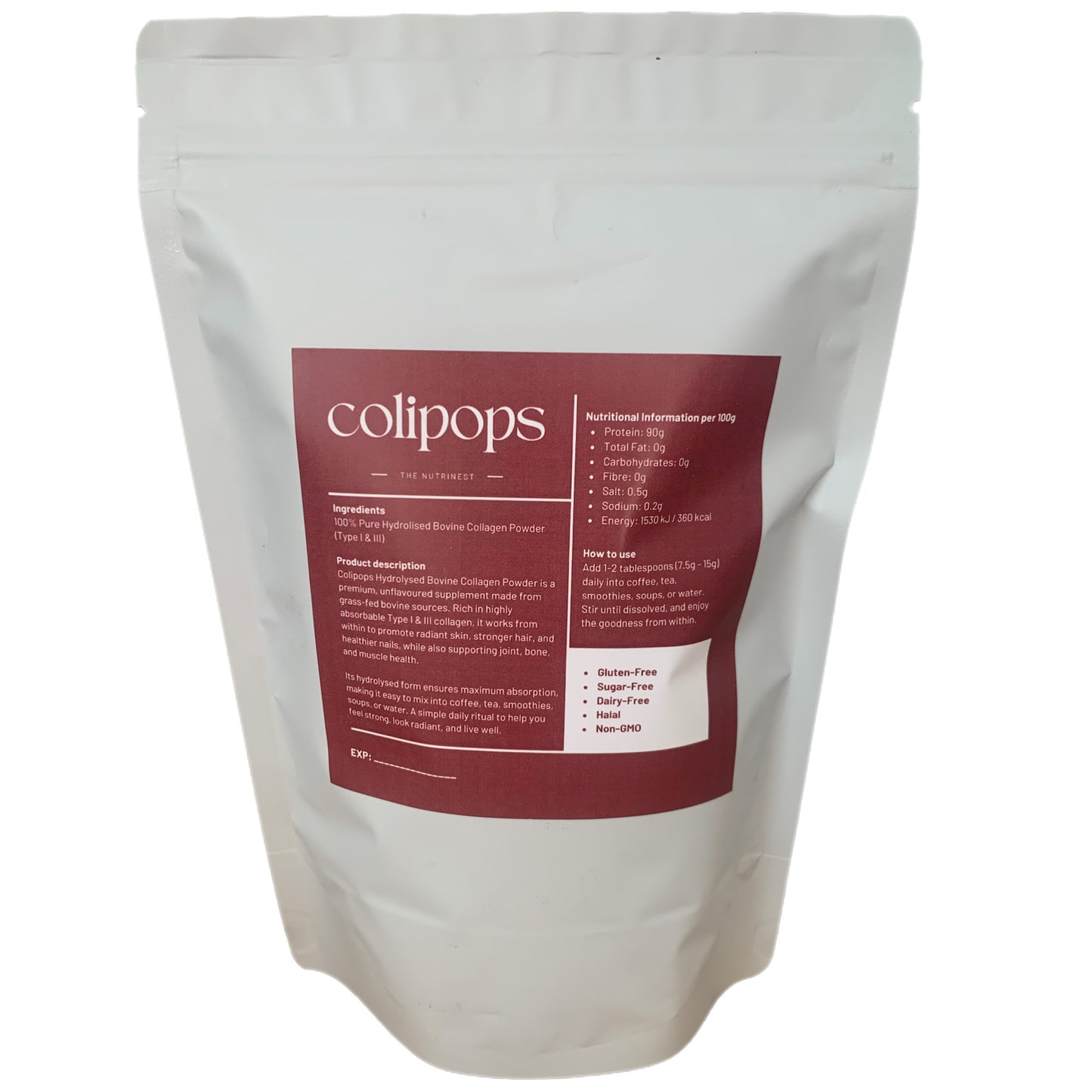 100% Pure Hydrolysed Collagen (250g Pouch)